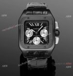 AAA Swiss Copy Cartier Santos de Chronograph Auto Watches Black-Silver Watch